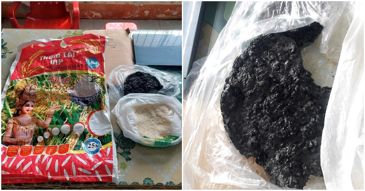 Xôn xao nghi vấn gạo giả, cháy thành than khi rang, trên bao bì có dòng chữ ‘lạ’