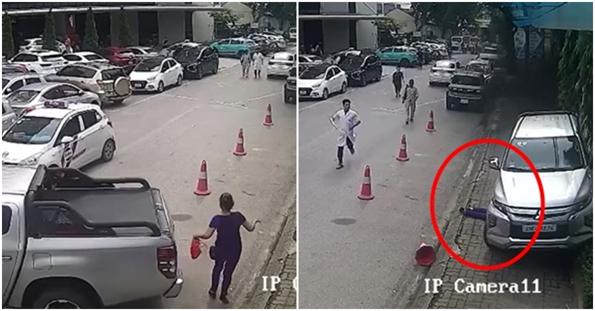 Rùng mình clip ô tô bán tải lùi xe khiến 1 phụ nữ bị cán ngang người, gục tại chỗ ở Bệnh viện Đa khoa Hà Đông