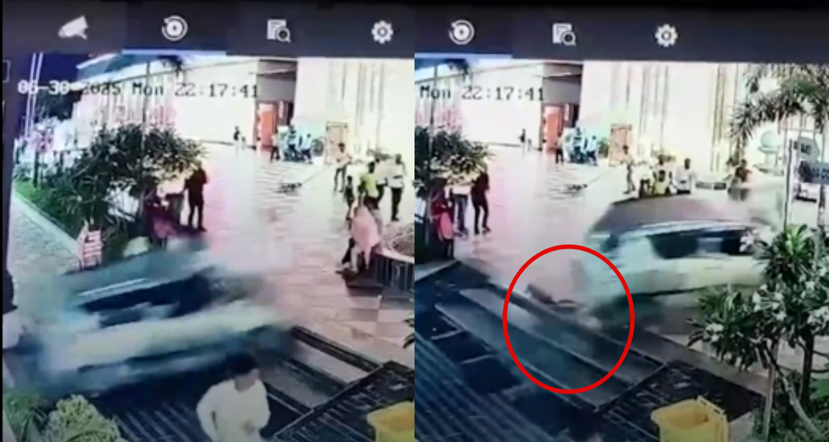 Clip ô tô mất lái lao như tên bắn vào khách sạn, hất văng người lên trời, 3 người thoát chết thần kỳ