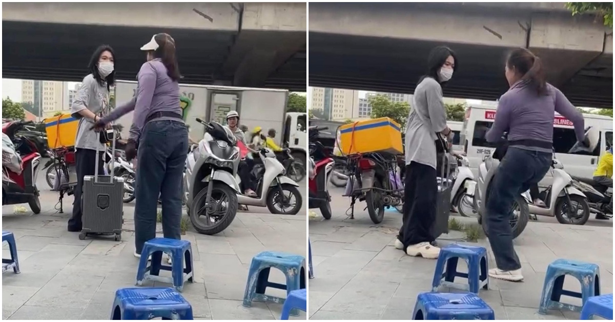 Phẫn nộ clip cô gái bị người bán trà đá đá vali, đuổi đi khi đang đứng ở vỉa hè bến xe Mỹ Đình