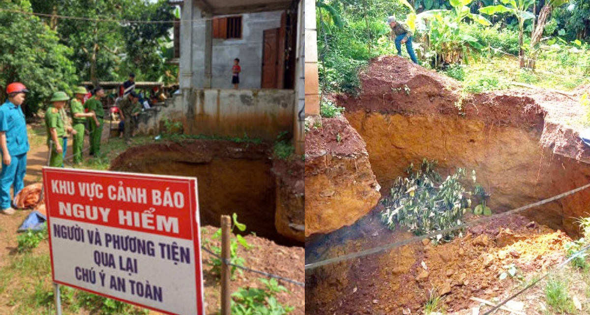 Xuất hiện ‘hố tử thần’ sâu 8m khoét vào móng nhà, dân Phú Thọ lo sợ ‘mất trắng’