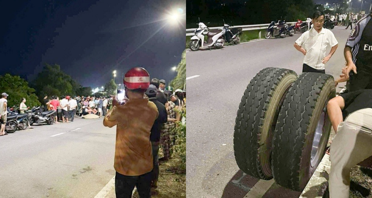 Hiện trường thương tâm vụ người đàn ông chạy bộ tử vong tại chỗ vì bị bánh xe tải văng trúng