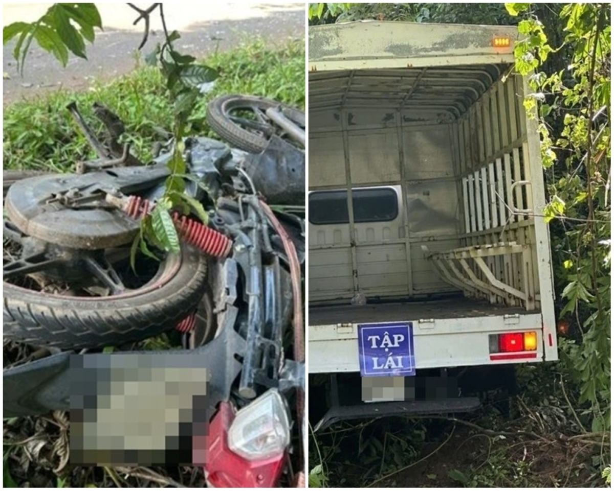 Kinh hoàng ô tô tải tập lái đi sai làn lao thẳng vào xe mô tô khiến một người tử vong ở Tây Ninh