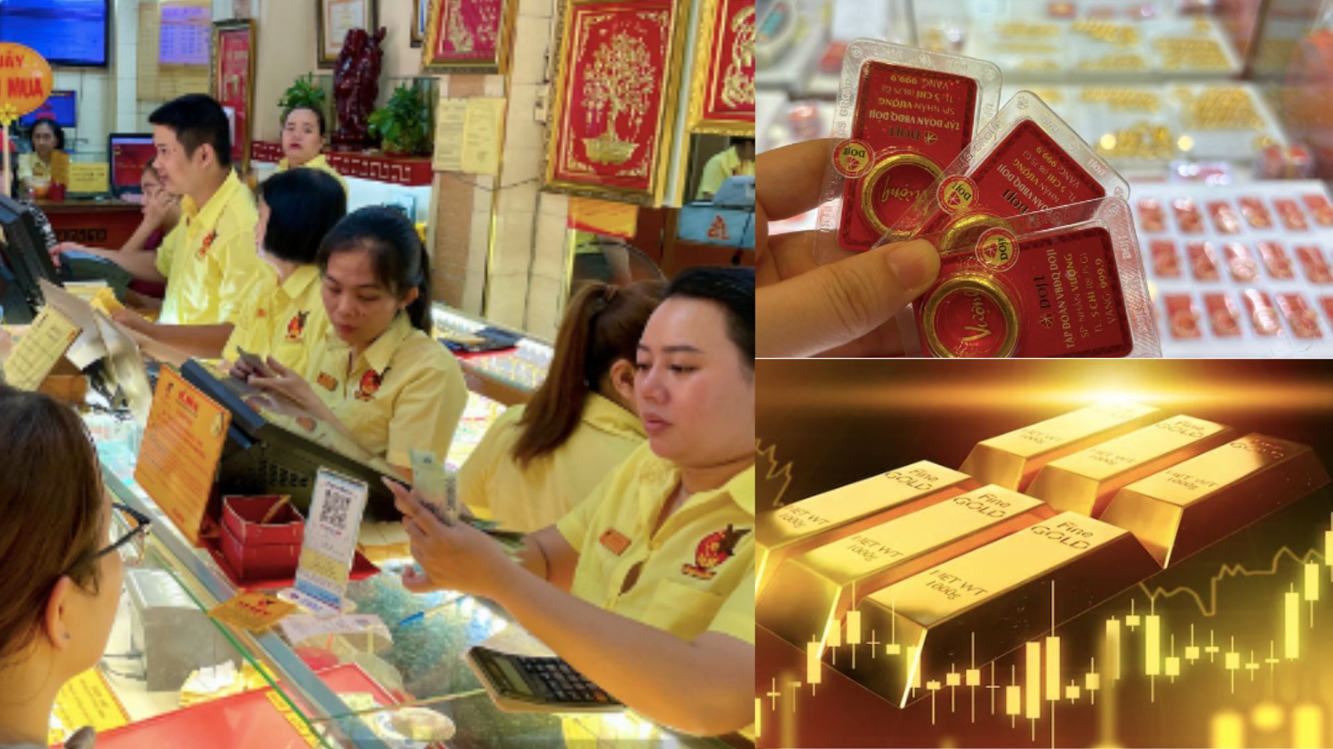 Giá vàng chốt phiên hôm nay 24/7: Rớt giá \'cực mạnh\', bảng giá vàng nhuộm sắc đỏ đến khó tin
