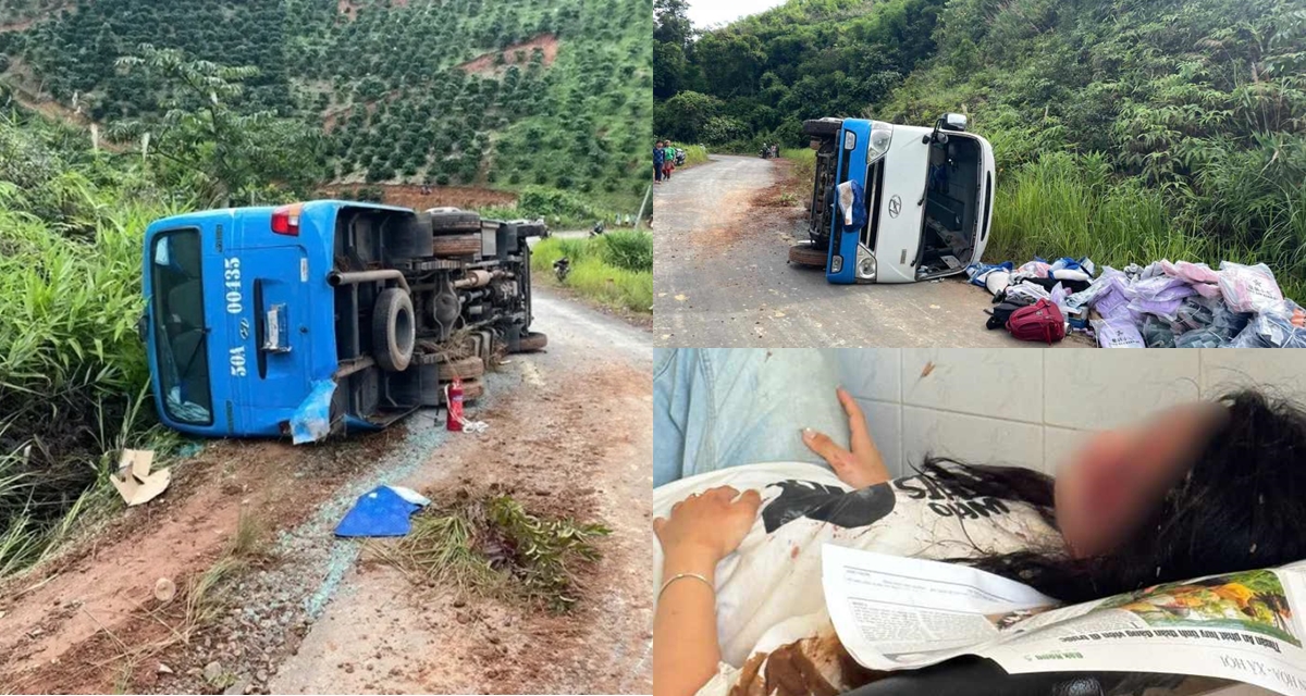 Nguyên nhân lật xe khách chở đoàn sinh viên đi phát quà từ thiện ở Lâm Đồng, nhiều người bị thương
