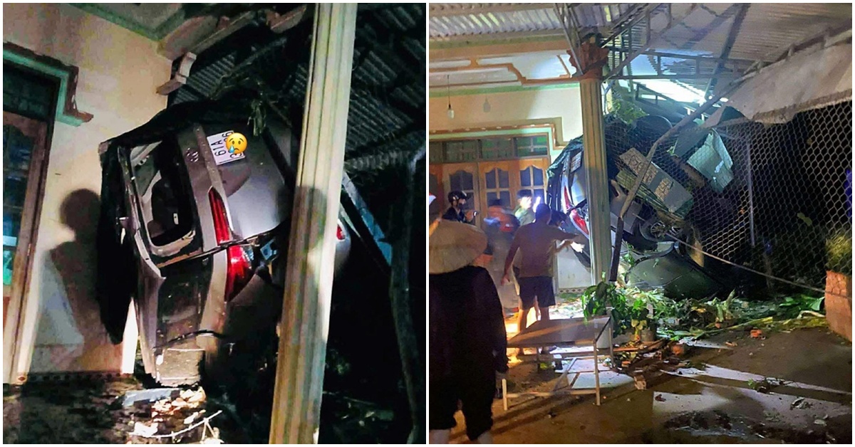 Camera ghi lại cảnh ô tô tông thẳng vào nhà dân, xe mắc kẹt vào cột sắt, tài xế tử vong