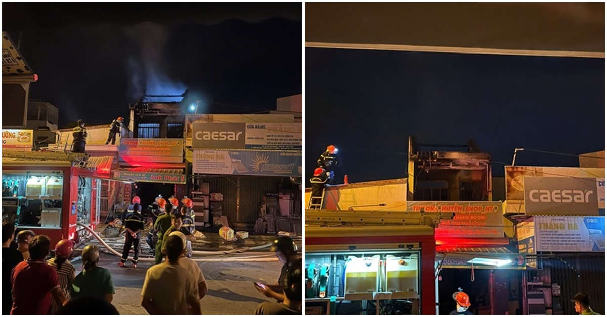Cháy nhà 2 tầng ở Nha Trang, người dân nỗ lực dập lửa không thành, cảnh sát phải phá dỡ mái nhà 