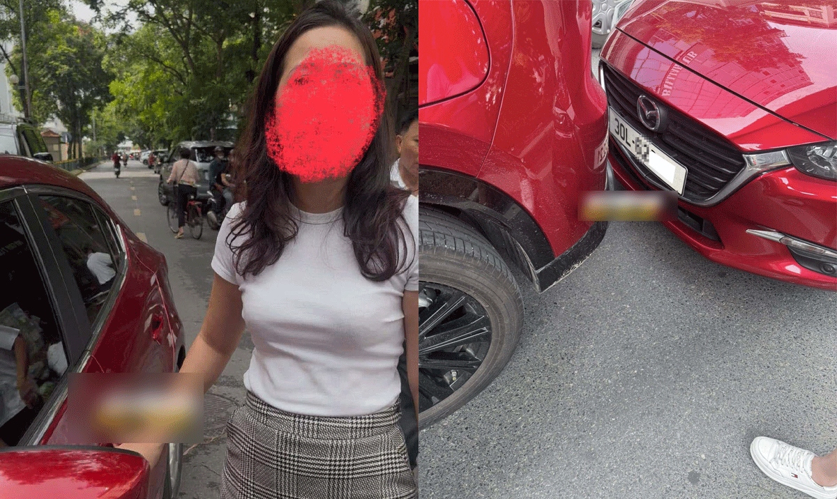 Hà Nội: Nữ tài xế đâm vào xe ô tô định bỏ trốn, nạn nhân phát hiện liền đuổi theo tới cùng và bắt đền tiền