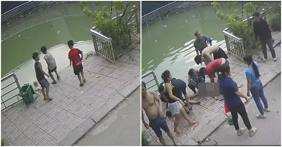 Clip 2 bé trai bị đuối nước vì nhảy xuống hồ vớt bóng, 5 phút thời điểm ‘vàng’ nhưng không ai nhận ra