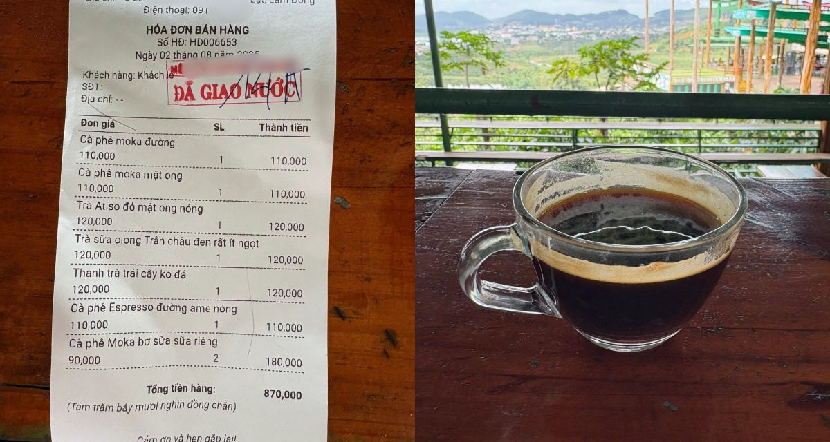 Bill cà phê 870K ở Đà Lạt khiến dân mạng ngã ngửa: Phải chăng đây là lý ...