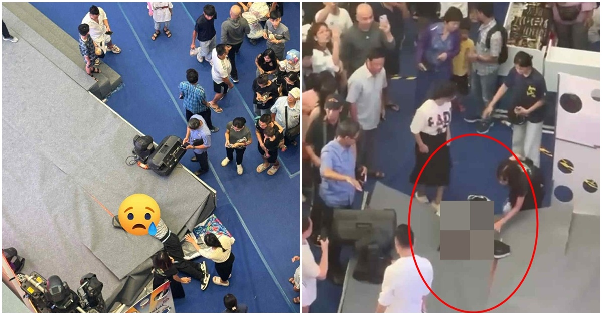 NÓNG: Kinh hoàng hiện trường người đàn ông nghi rơi từ tầng 4 trung tâm thương mại Aeon Mall Long Biên