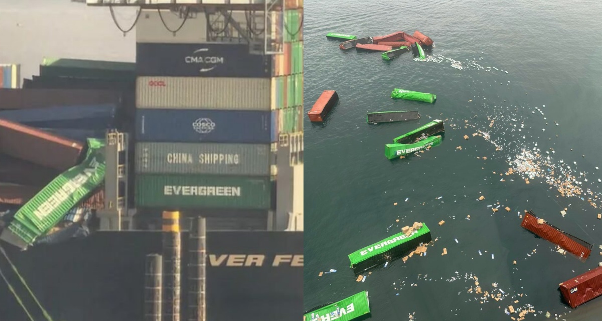 Hai tàu Evergreen gặp sự cố trong chưa đầy 1 tuần: Hàng chục container rơi xuống biển, nguy cơ rò rỉ hóa chất?