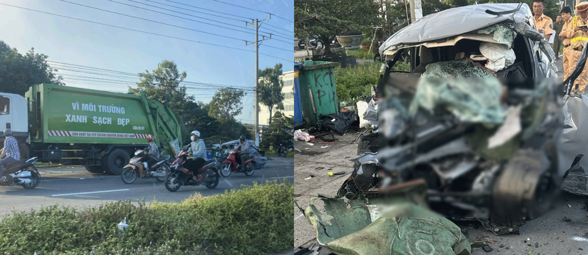 Hiện trường và tin nóng vụ va chạm mạnh giữa tài xế ô tô và xe chở rác khiến 2 người tử vong tại chỗ