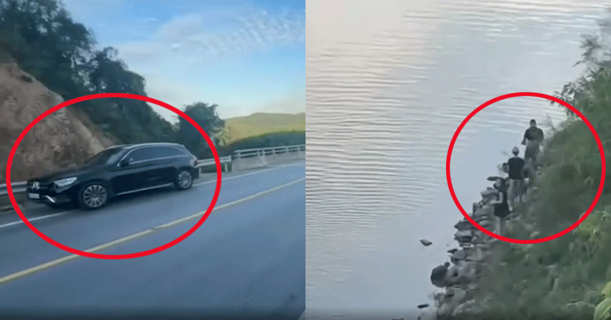 Tài xế Mercedes thản nhiên đỗ xe ở làn khẩn cấp trên cao tốc để đi câu cá vào cuối tuần
