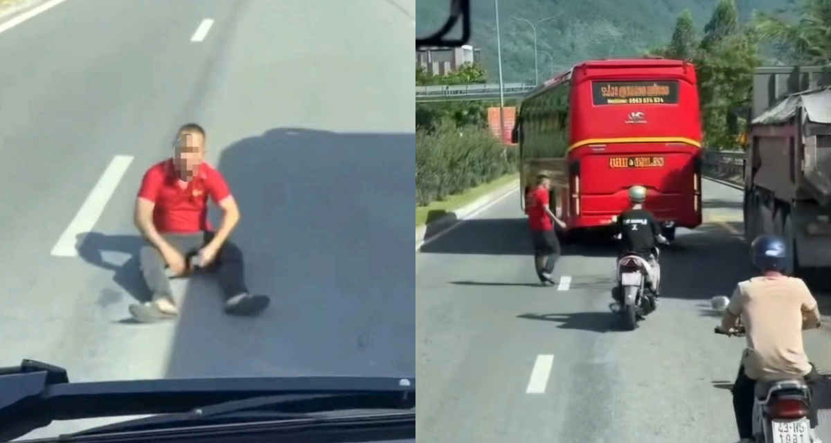 Công an thông tin nóng vụ tài xế liều lĩnh ngồi giữa đường chặn đầu ô tô đang chạy, liên tục hăm dọa