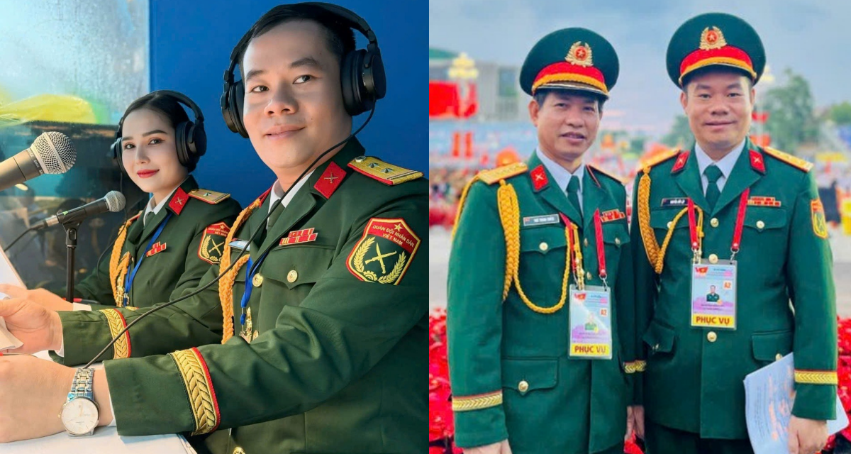 Điều đặc biệt về nam Thượng tá là tổ trưởng tổ thuyết minh ở Đại lễ A80, gây ấn tượng bởi giọng đọc hào sảng