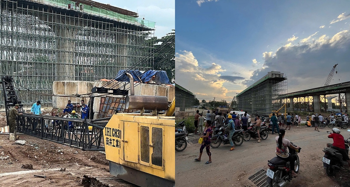 Hiện trường kinh hoàng: Cần cẩu ở Vành đai 3 TP HCM bất ngờ sập, nam công nhân tử vong tại chỗ
