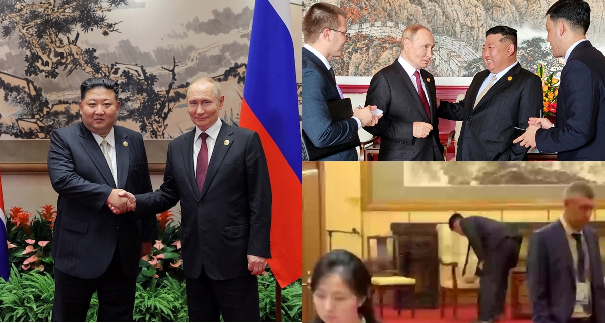 Hành động lạ của cận vệ ông Kim Jong Un sau khi Chủ tịch Triều Tiên hội đàm với Tổng thống Putin 