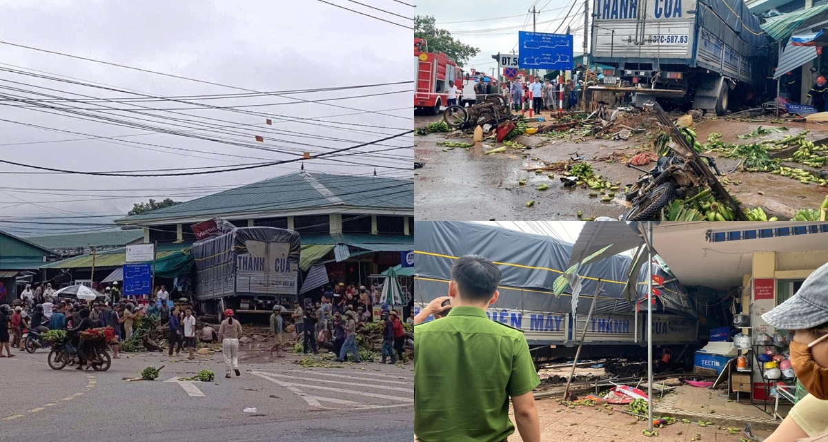 Camera ghi lại khoảnh khắc xe tải lao vào chợ khiến 6 người thương vong, hiện trường kinh hoàng