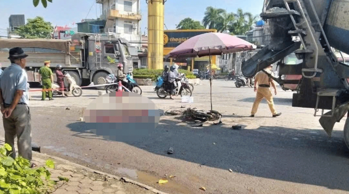 Xót xa vụ cô gái tử vong thương tâm sau va chạm với xe bồn trộn bê tông, hiện trường gây ám ảnh