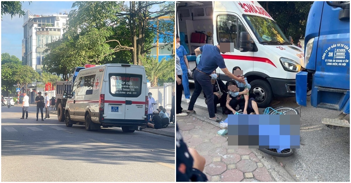 Hiện trường thương tâm vụ 1 em học sinh tử vong sau va chạm với xe tải, mẹ khóc ngất bên thi thể con