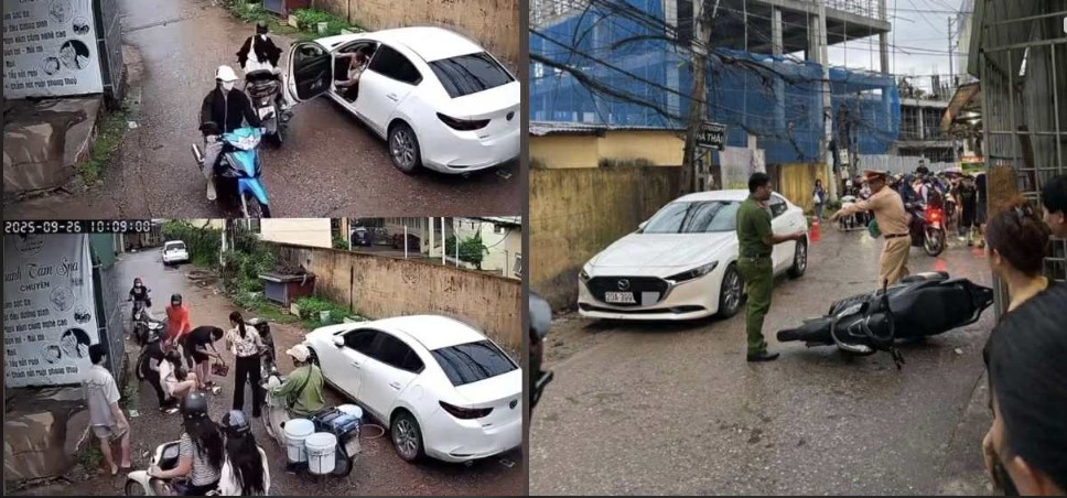 Clip nữ tài xế ô tô mở cửa bất cẩn khiến người đi xe máy ngã rồi lớn tiếng trách \'đi không quan sát\'