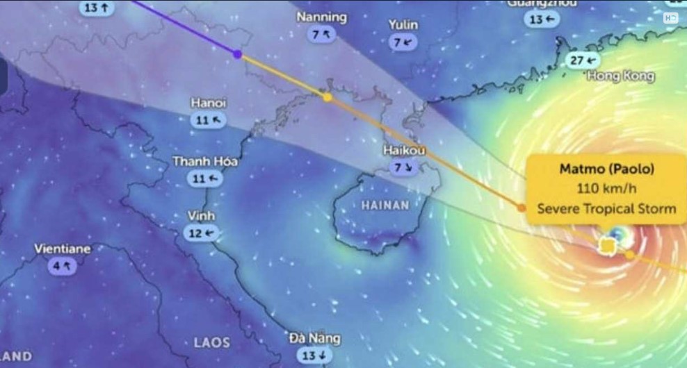 Tin mới nhất về bão số 11 Matmo: Bão hướng vào Quảng Ninh, Hà Nội có nguy cơ ngập lụt