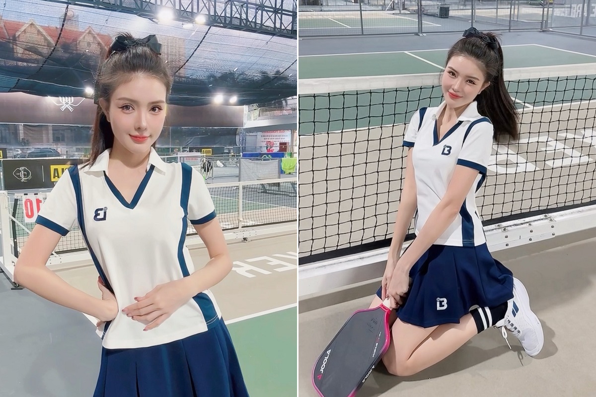 Tình cũ Bùi Anh Tuấn \'phát sáng\' trên sân pickleball: Nhan sắc như búp bê, trang phục ghi điểm lớn