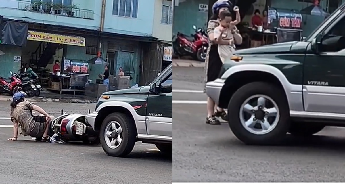 Camera ghi lại cảnh ô tô cố tình tông ngã bé nhỏ rồi bỏ chạy, nhân chứng bức xúc kể lại sự việc