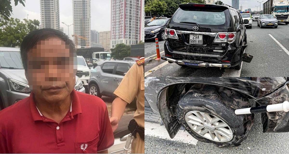 Kết quả nồng độ cồn khó tin của tài xế lái xe vỡ nát 2 lốp, chạy ngược chiều ở đường trên cao