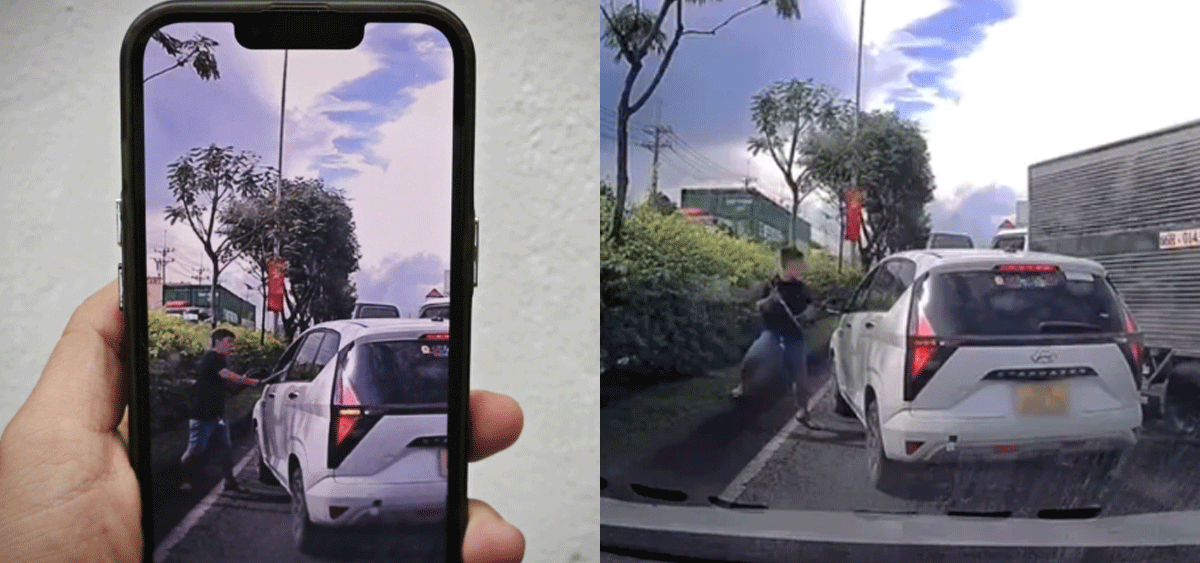 TP.HCM: Camera ghi lại cảnh tài xế xe tải lạng lách, vượt lên đập vỡ cửa kính ô tô đi cùng chiều 
