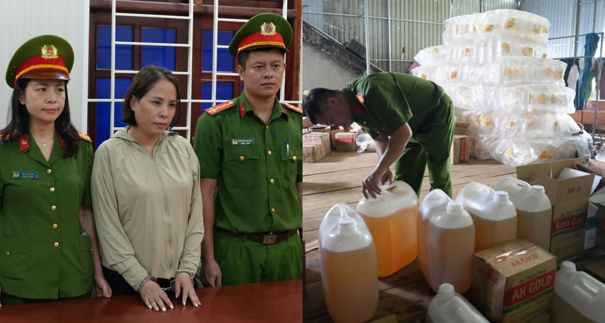 Nghệ An: Lật tẩy đường dây dầu ăn giả thu lợi 75 tỉ đồng, cận cảnh vật phẩm thu được tại hiện trường
