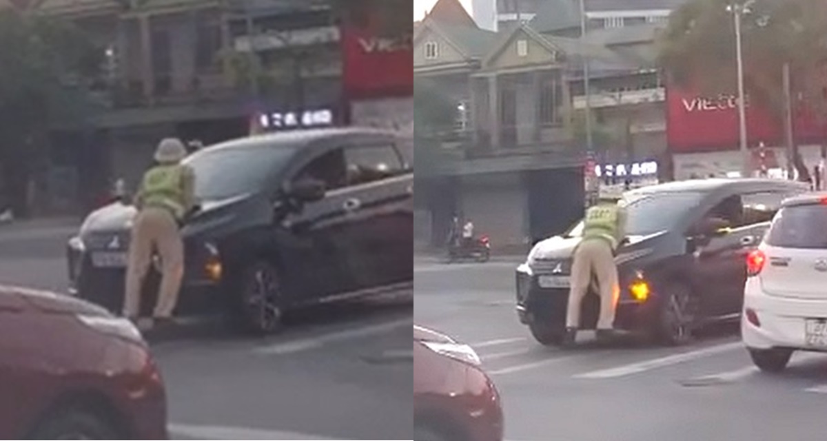 Nghệ An: Nguồn cơn vụ tài xế ô tô tông trực diện, khiến thiếu tá CSGT phải bám trên nắp capo