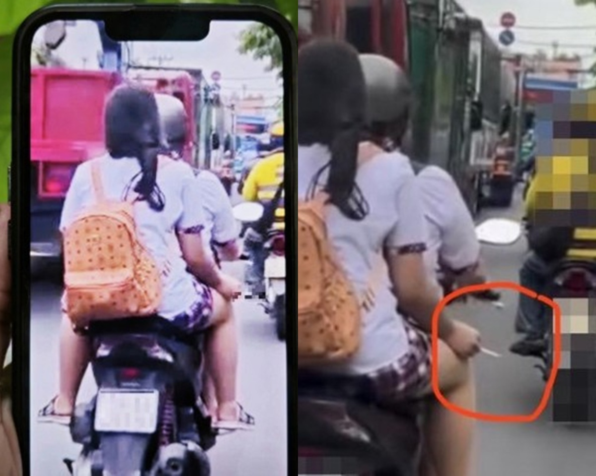 Xác minh danh tính 2 nữ sinh đi xe máy không đội mũ bảo hiểm, phì phèo hút thuốc giữa đường ở TP.HCM