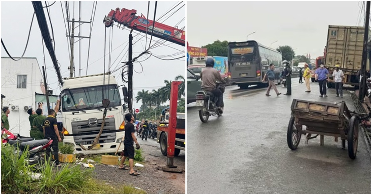 Hiện trường kinh hoàng vụ xe container mất lái lao thẳng vào nhóm người khiến 1 phụ nữ tử vong tại chỗ