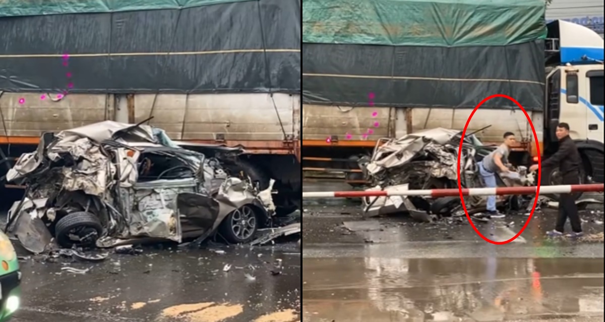 Tài xế ô tô thoát chết thần kỳ sau va chạm kinh hoàng, xe bị vò nát nhưng người không một vết xước