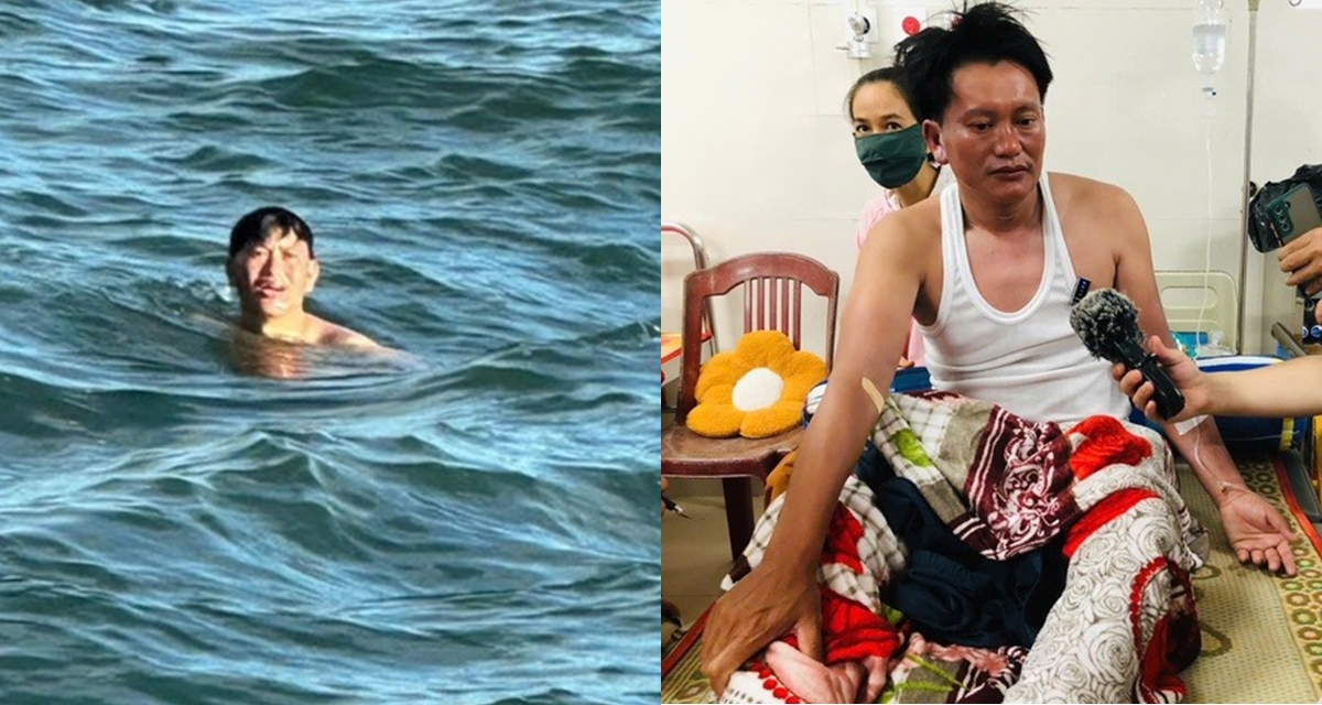 Người đàn ông Lý Sơn gần 24 tiếng bơi bộ không áo phao, rớt nước mắt câu nói đầu tiên khi được cứu 