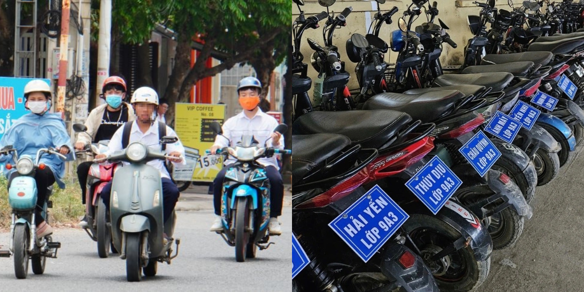 Luật sư nói gì về 400 biển tên gắn lên xe điện của học sinh?