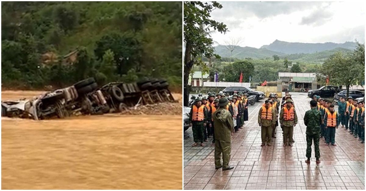 Đã phát hiện chiếc xe container vượt rào chắn bị lũ cuốn trôi, tình hình tìm tài xế diễn ra căng thẳng