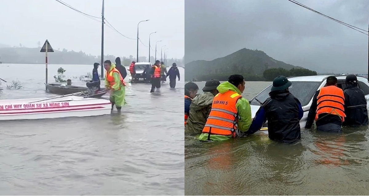 Cứu thành công tài xế ô tô suýt bị nước lũ cuốn trôi, lý do chủ xe cố vượt qua nơi ngập nước