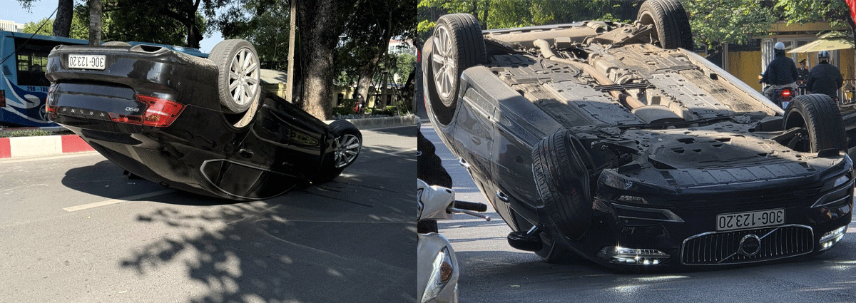 Nguyên nhân xe Volvo S90 lật ngửa ngay giữa đường ở Hà Nội khiến nhiều người không khỏi ngỡ ngàng