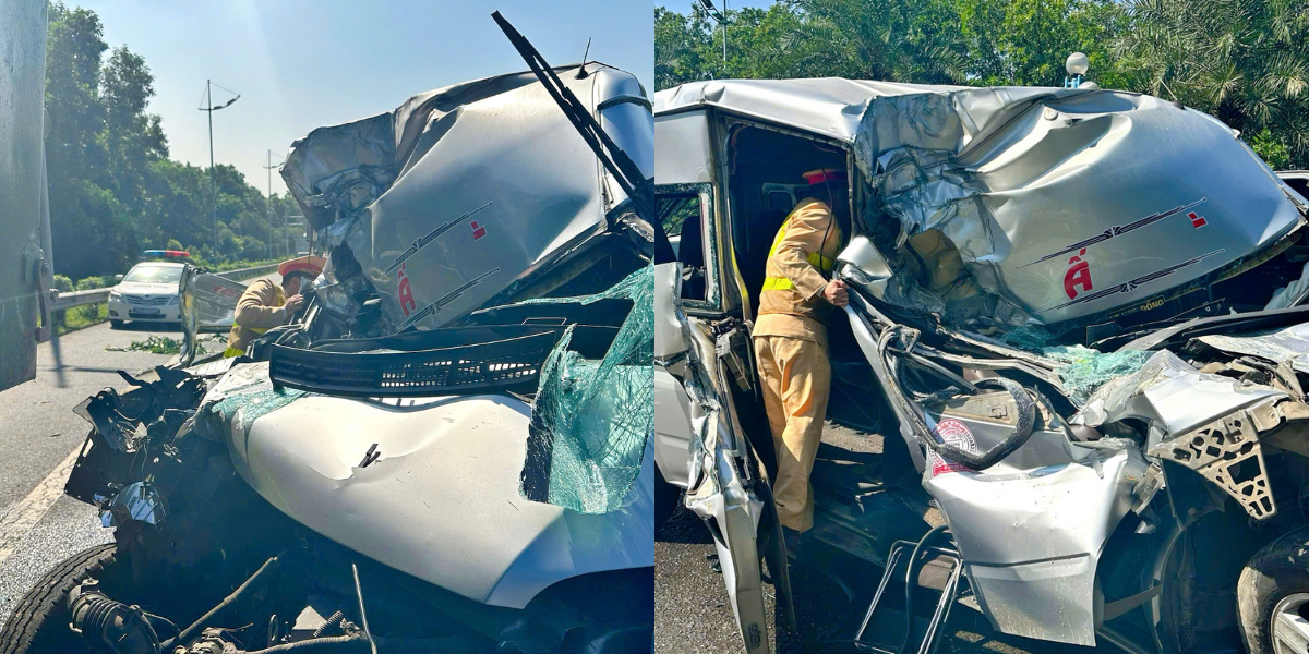 Hà Nội: Làm rõ nguyên nhân vụ tai nạn liên hoàn, 3 xe va chạm mạnh khiến xe khách bị móp đầu