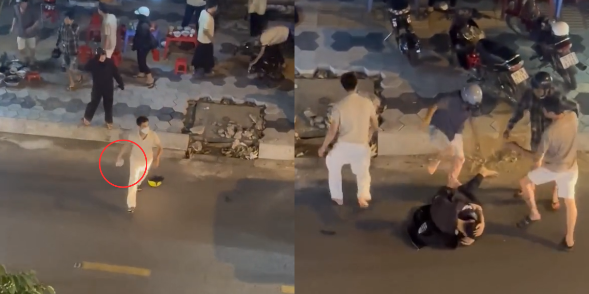 Bức xúc clip nhóm 5 người hỗn chiến trong đêm tại TP.HCM: Một thanh niên cầm gạch đập liên tiếp vào đầu nạn nhân 