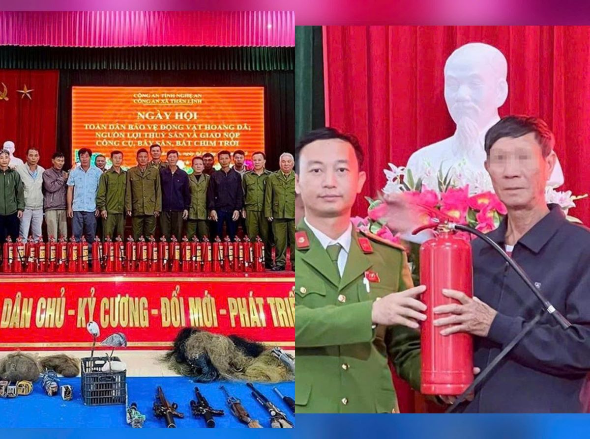 Độc lạ Nghệ An: Người dân mang súng săn, bẫy chim đi đổi bình chữa cháy