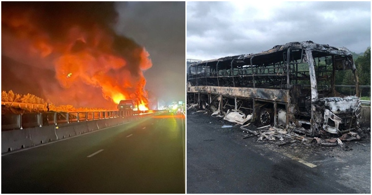 Clip kinh hoàng ghi lại cảnh 3 ô tô tông vào nhau rồi bốc cháy ngùn ngụt trên cao tốc Vân Phong – Nha Trang