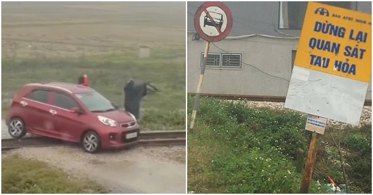 Đứng tim khoảnh khắc tàu hỏa phanh khẩn cấp cứu ô tô mắc kẹt trên đường ray, tài xế rất nhanh trí xử lý