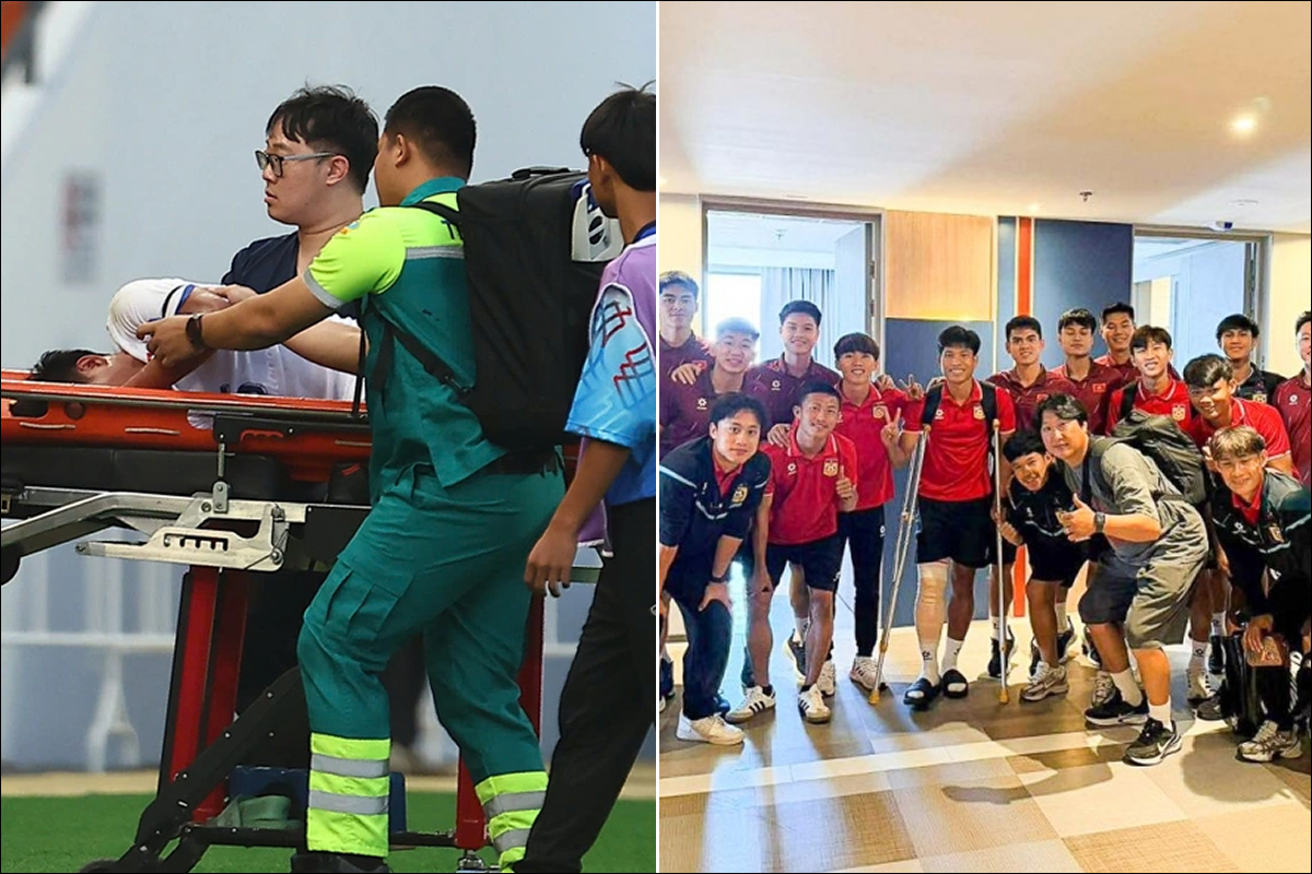 Dính chấn thương kinh hoàng tại SEA Games 33, đội trưởng Lào nhận mòn quà ý nghia từ U22 Việt Nam