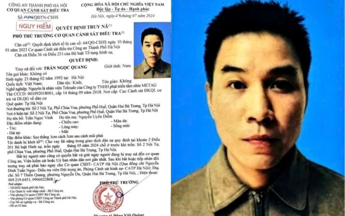 Truy nã đối tượng ở Hà Nội cho vay nặng lãi rồi bỏ trốn, hé lộ số tiền thu lợi bất chính cực lớn 