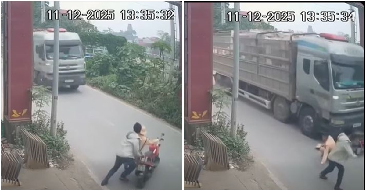 Xôn xao clip nam thanh niên cố tình đẩy cảnh sát giao thông vào đầu xe tải đang lao đến rồi bỏ chạy