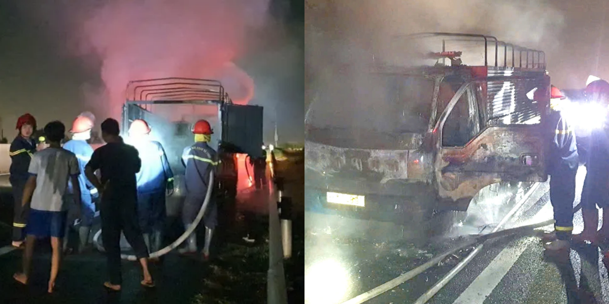 Hiện trường vụ cháy xe tải trên cao tốc Dầu Giây - Phan Thiết, xuất hiện chi tiết nghi khiến đám cháy bùng phát mạnh